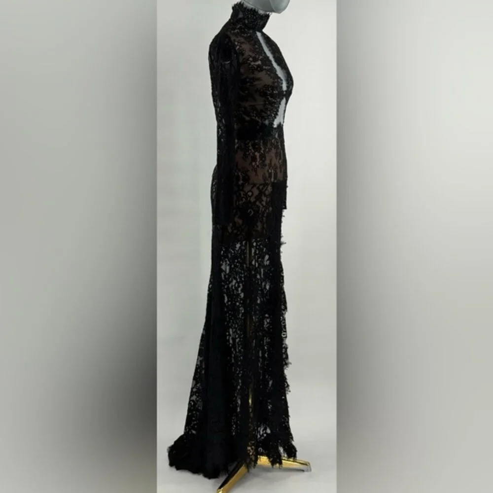 🆕 BRONX & BANCO 🧿 NWOT Eleanor Black Lace Cut Out Gown, Sz XS US 2 - Picture 5 of 16